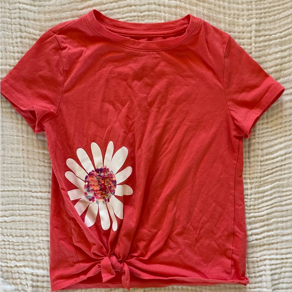 Wonder nation pink sequined flower shirt size 6/6X